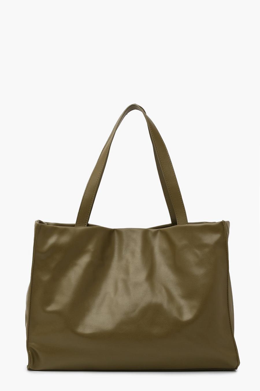 Khaki Soft Shopper Tote Bag image number 1