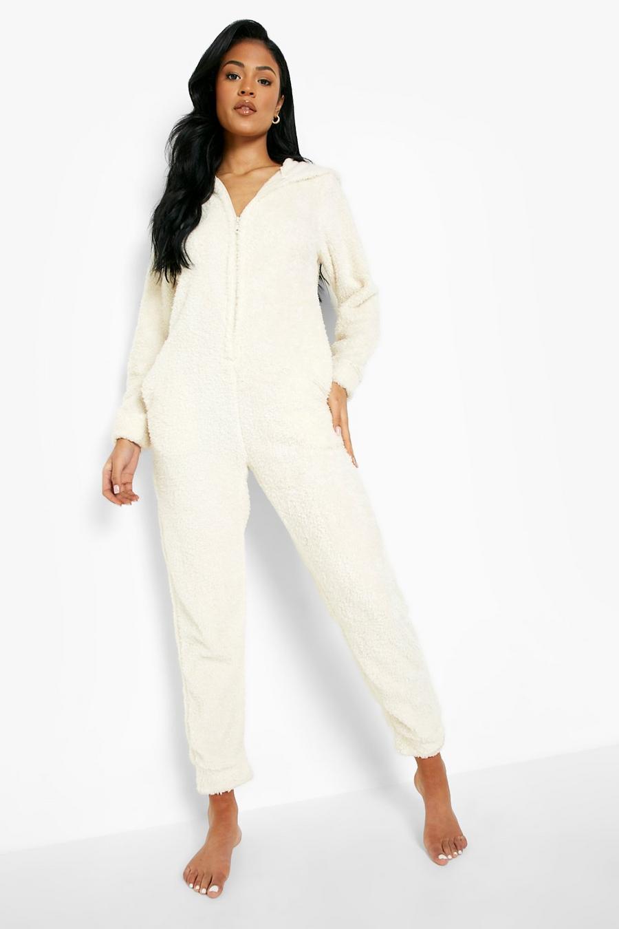 Cream Tall Fluffy Ear Lounge Onesie image number 1