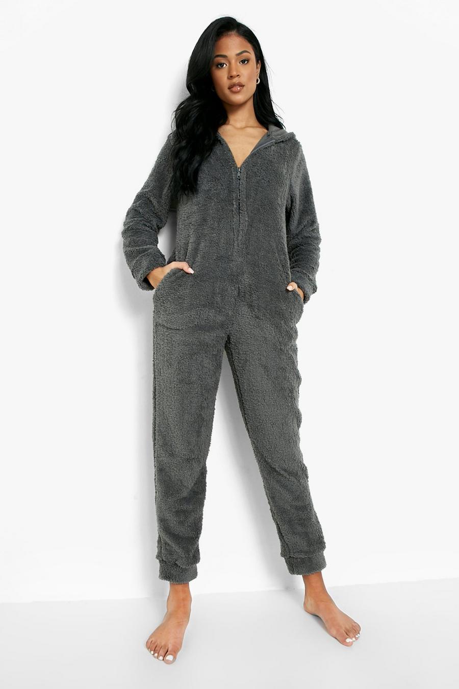 Grey Tall Fluffy Ear Lounge Onesie image number 1
