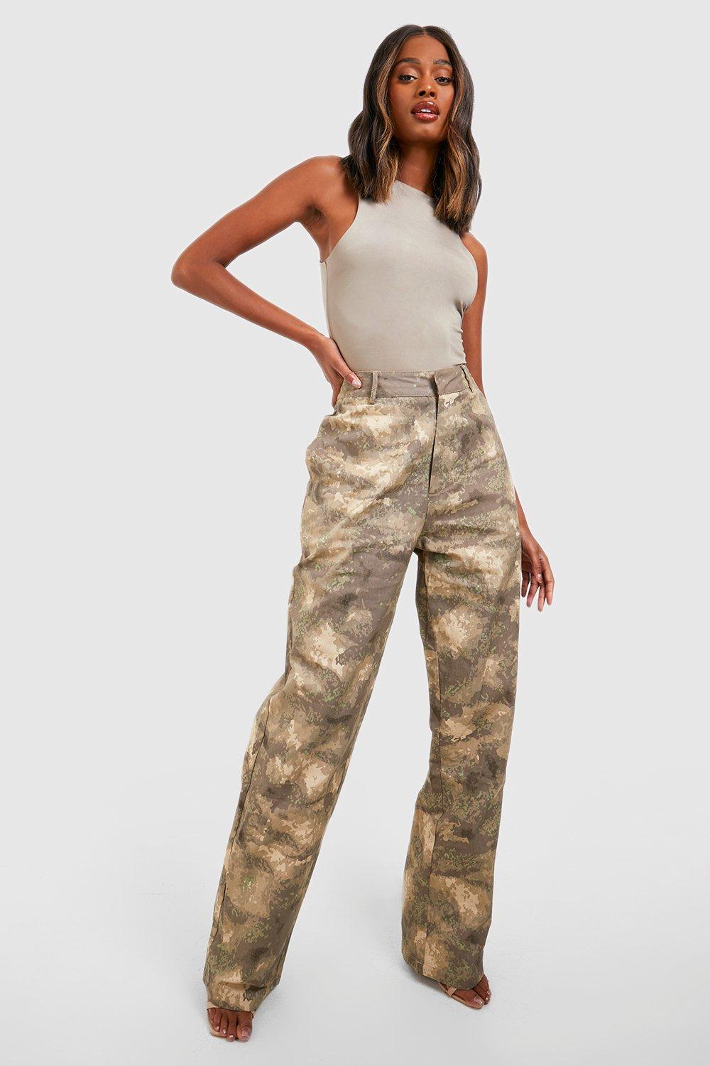 Wide leg hot sale camo trousers