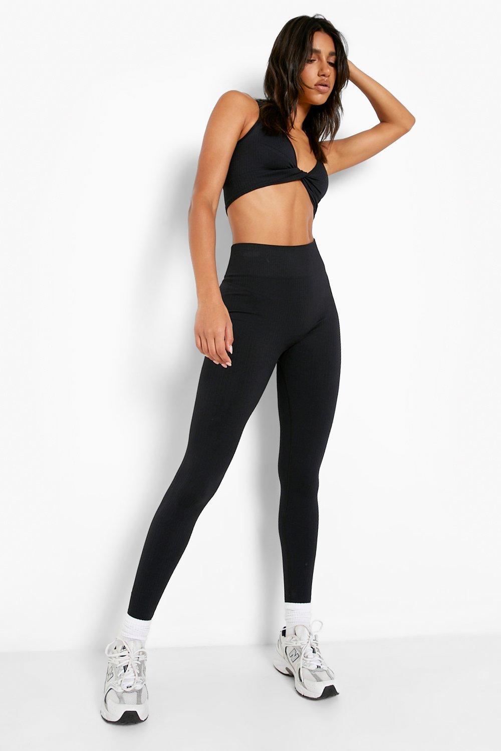 Seamless Ribbed High Waisted Leggings boohoo UK