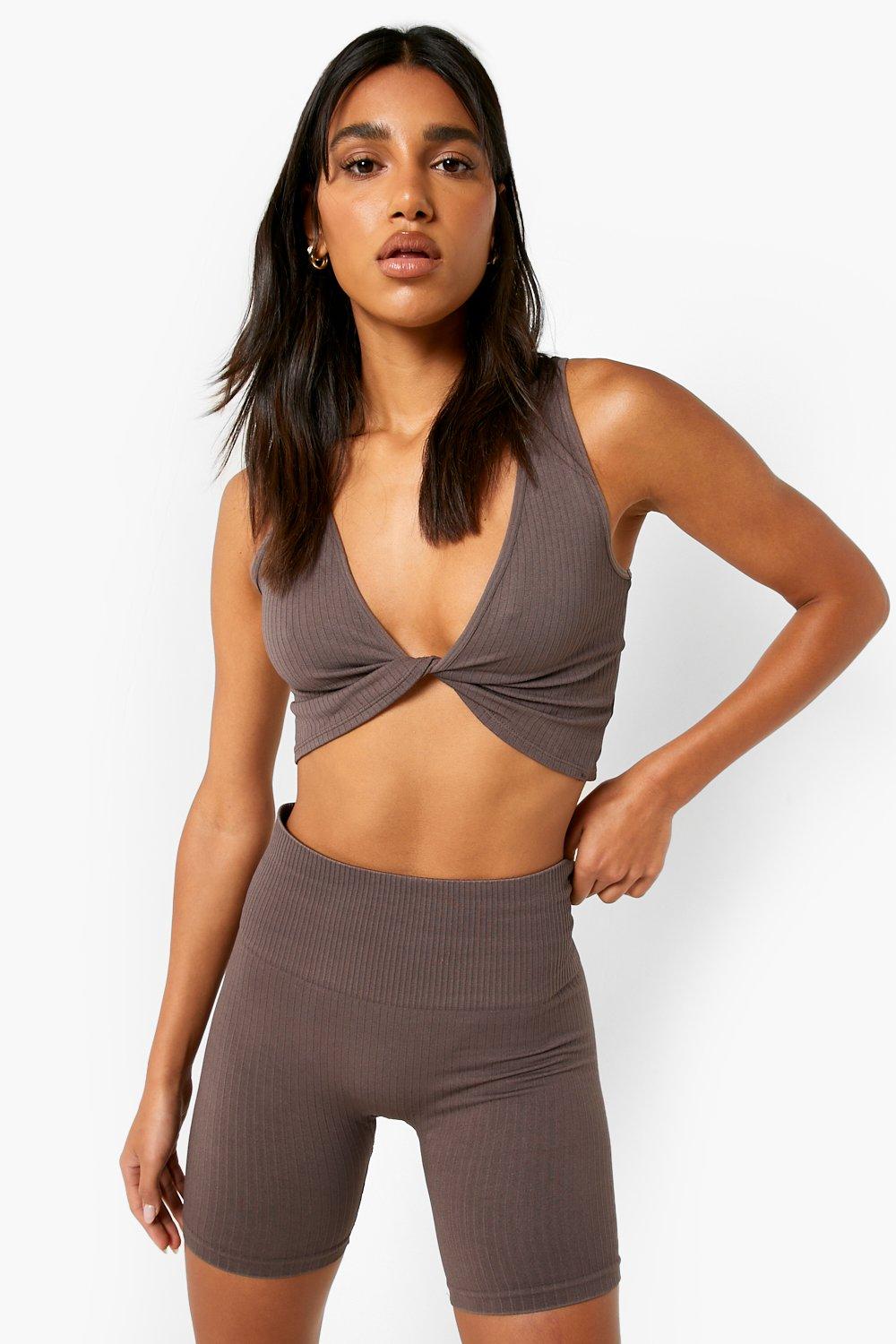 Sömlös ribbad crop top