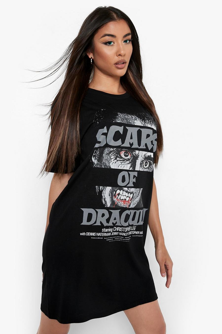 Black Dracula Halloween T Shirt Dress image number 1