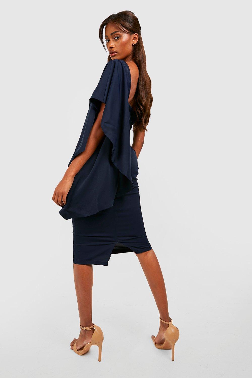 Navy batwing belted midi dress cheap