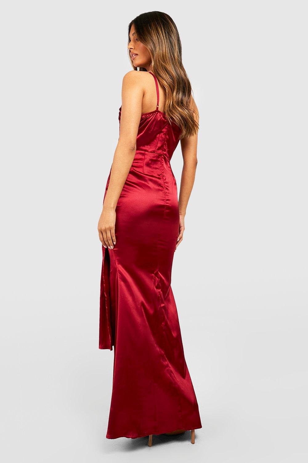 Boohoo satin cheap cowl dress