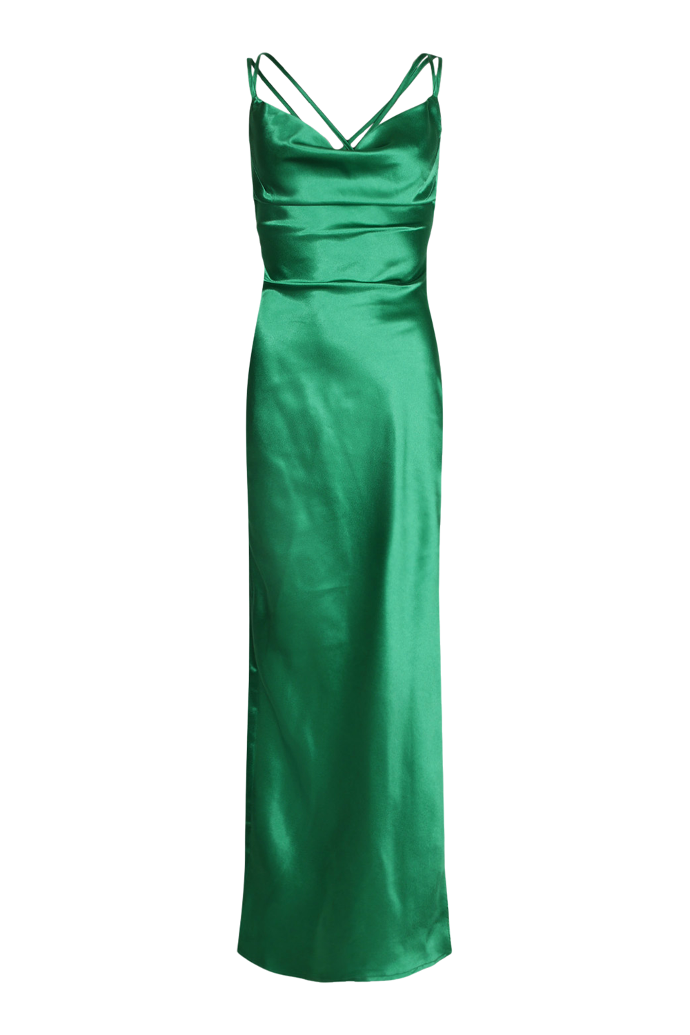 Satin Strappy Back Cowl Neck Maxi Dress