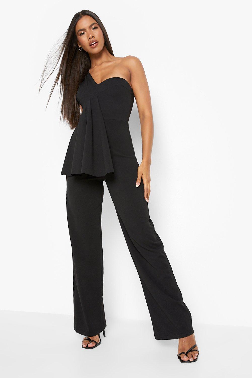 ASYOU bandeau buckle detail flared jumpsuit in black