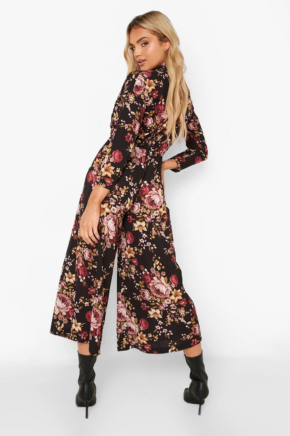 Boohoo cheap floral jumpsuit