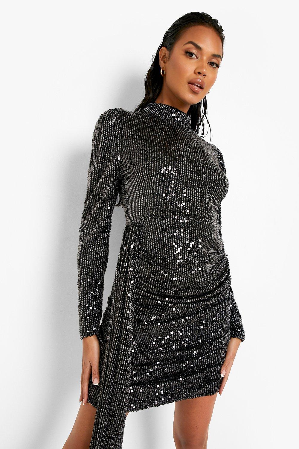 alc black puff sleeve dress