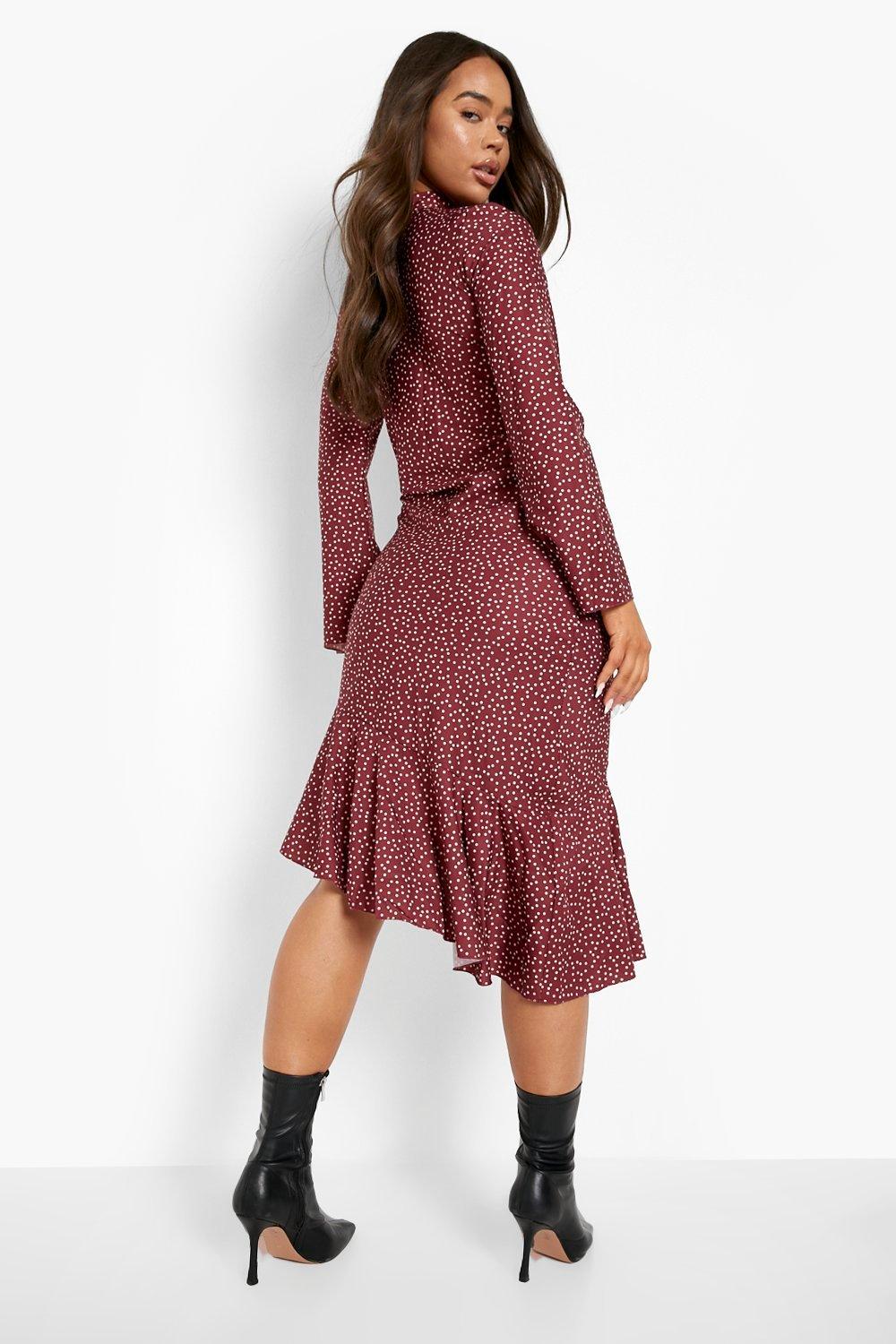 Red polka dot hot sale frill dress