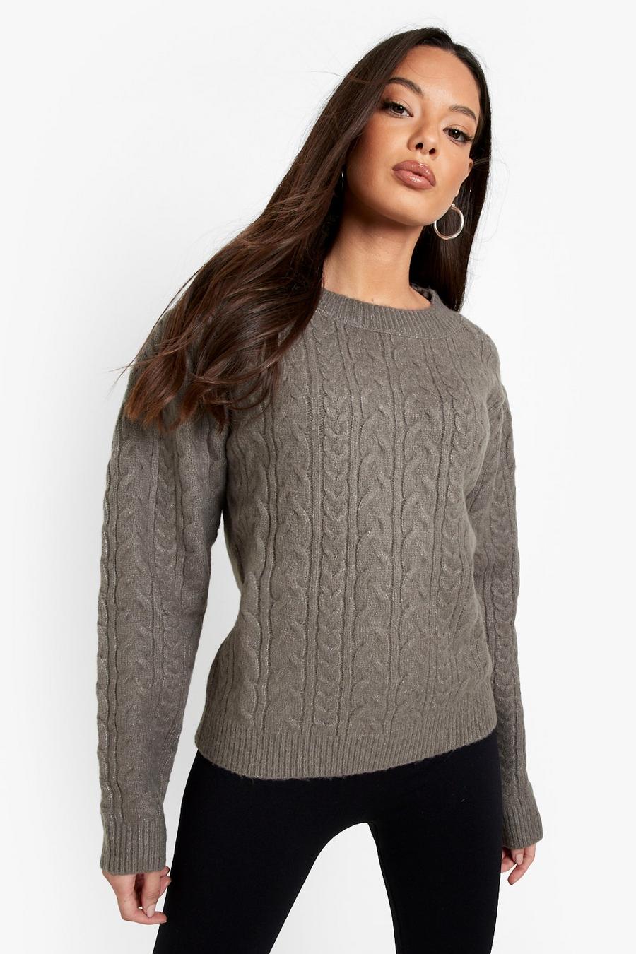 Maglione in maglia intrecciata, Charcoal image number 1
