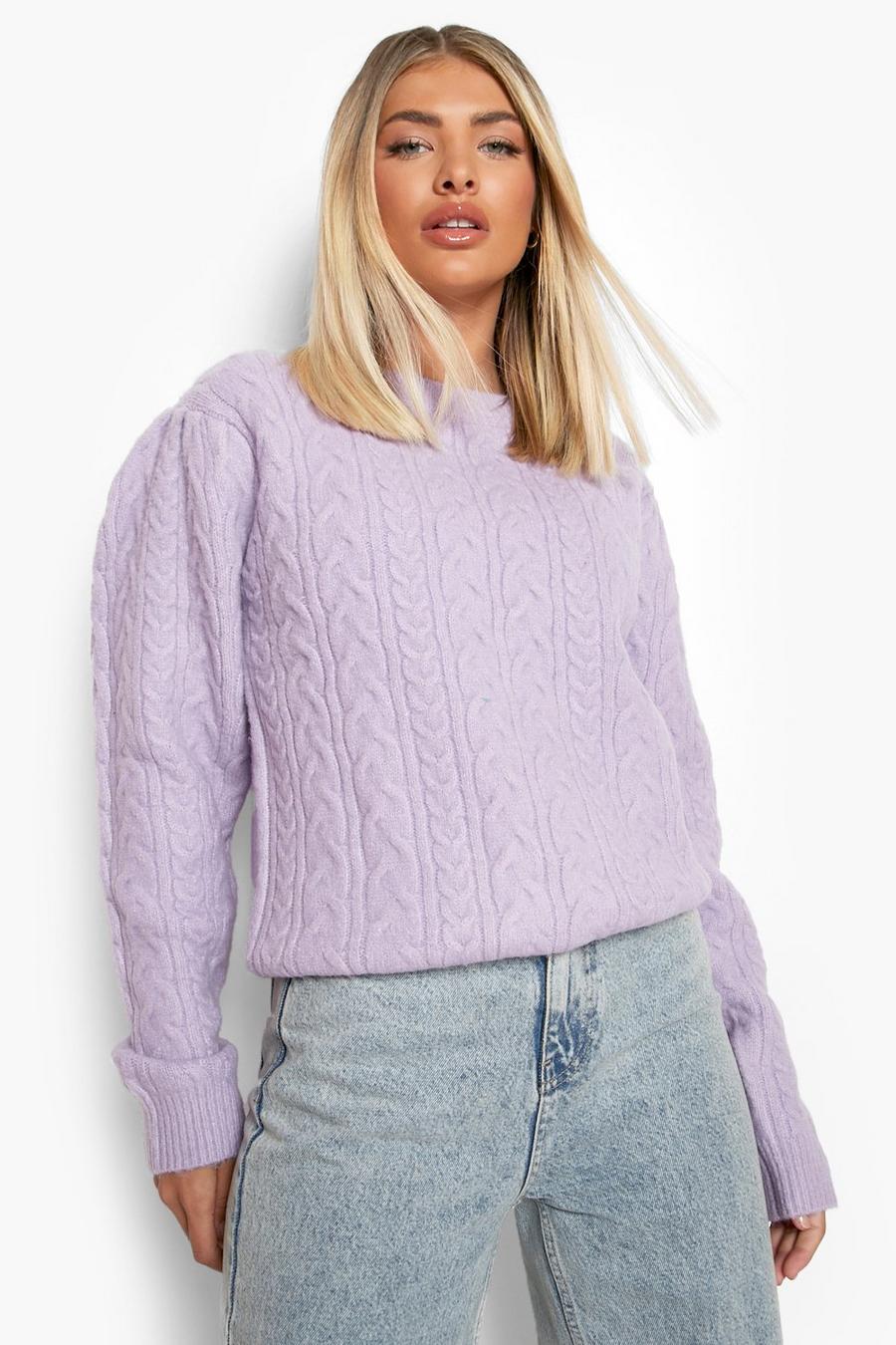 Lilac Cable Knitted Jumper image number 1