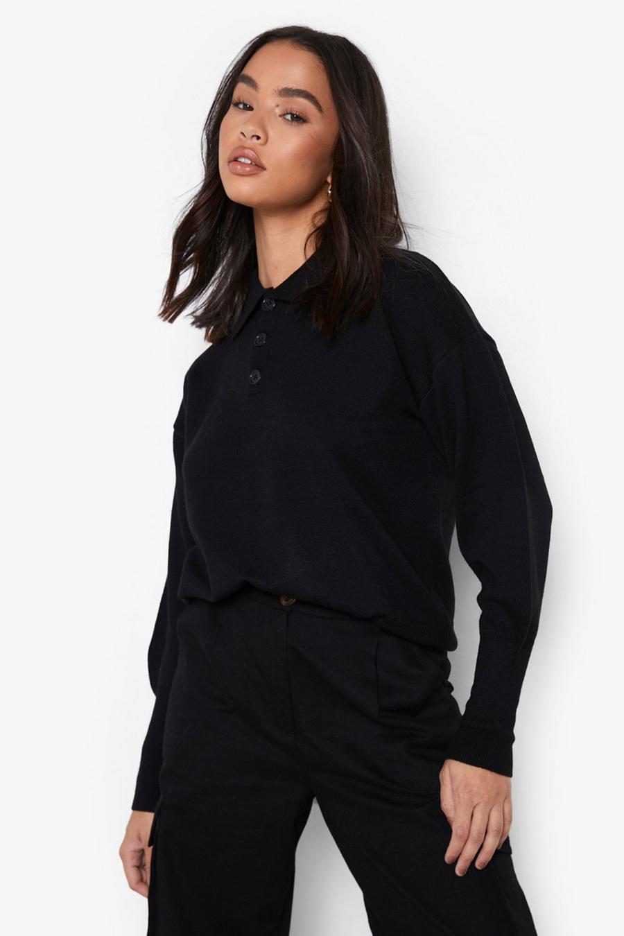 Black Polo Collar Sweater image number 1