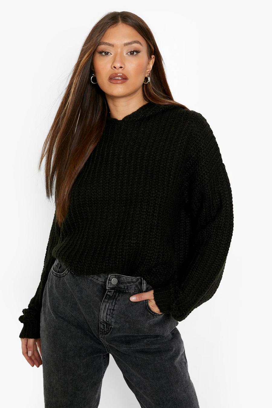 Black Oversized Collar Chunky Sweater image number 1