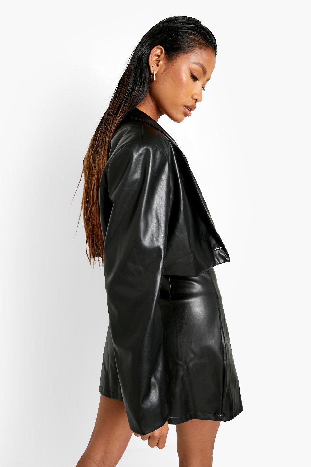 Black leather skirt boohoo best sale