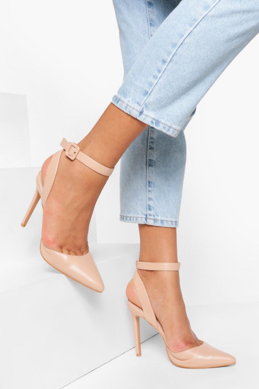Nude Chunky Buckle 2 Part Court Shoe