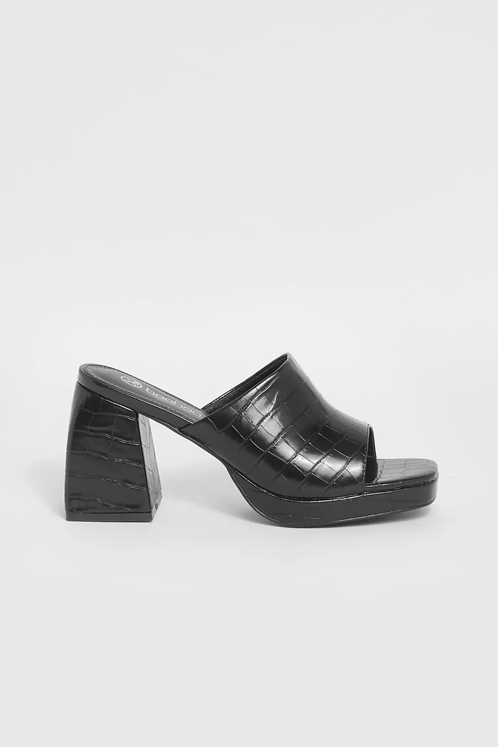 Black Croc Chunky Mules alternative image