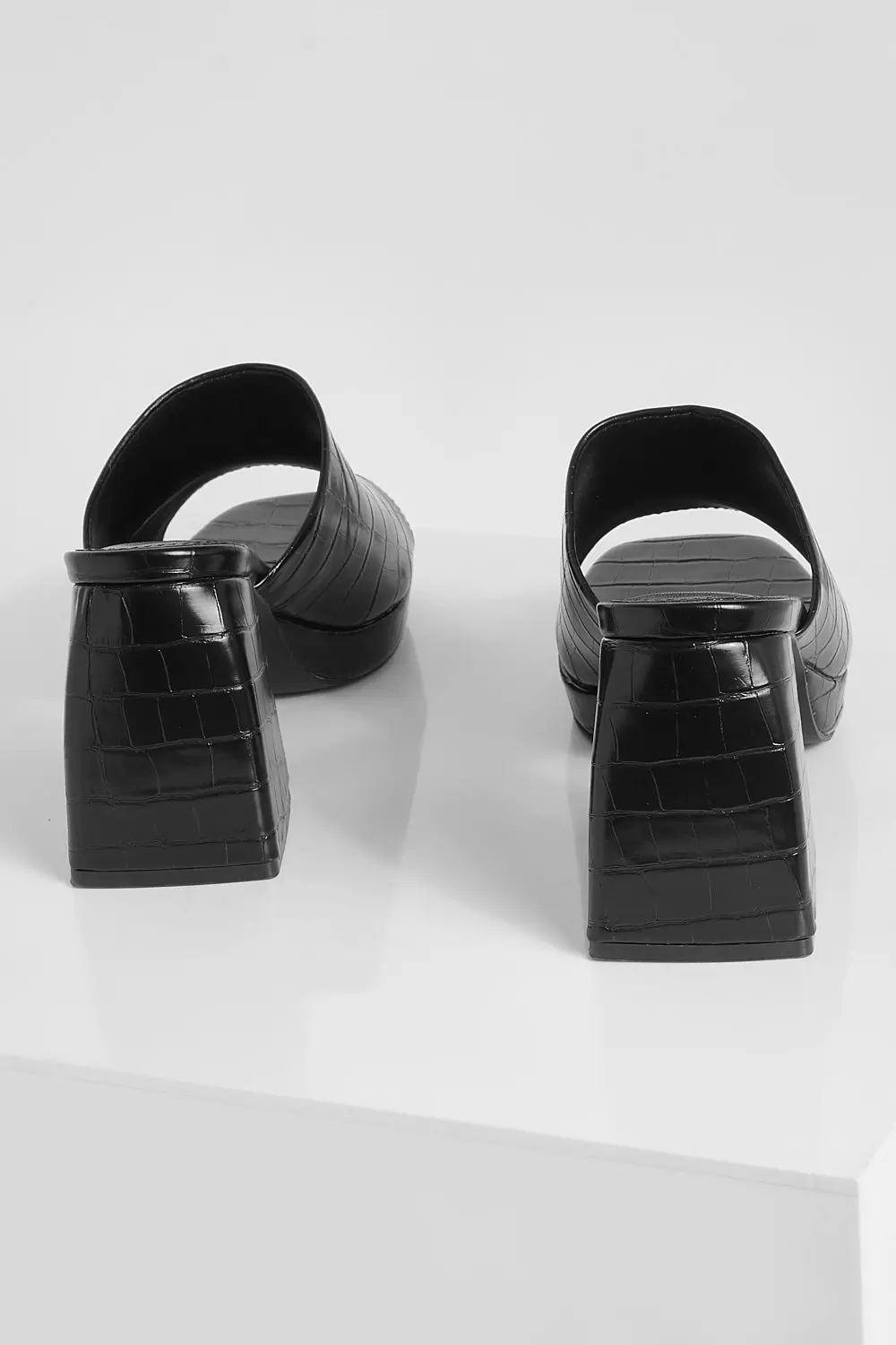Black Croc Chunky Mules alternative image