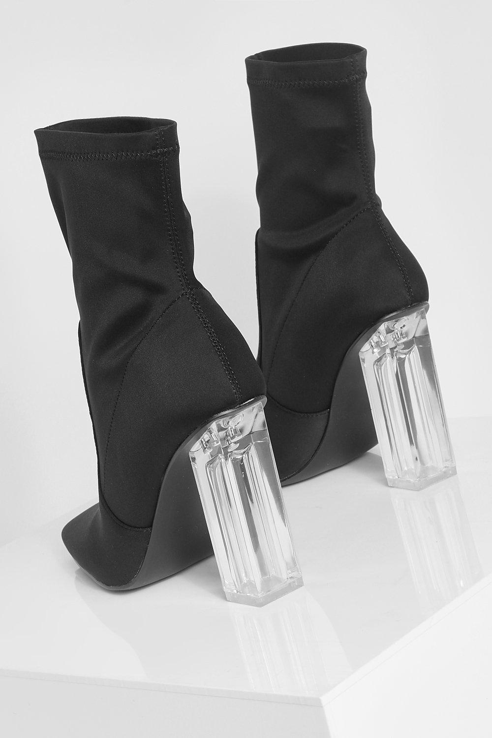 Black booties clear heel best sale