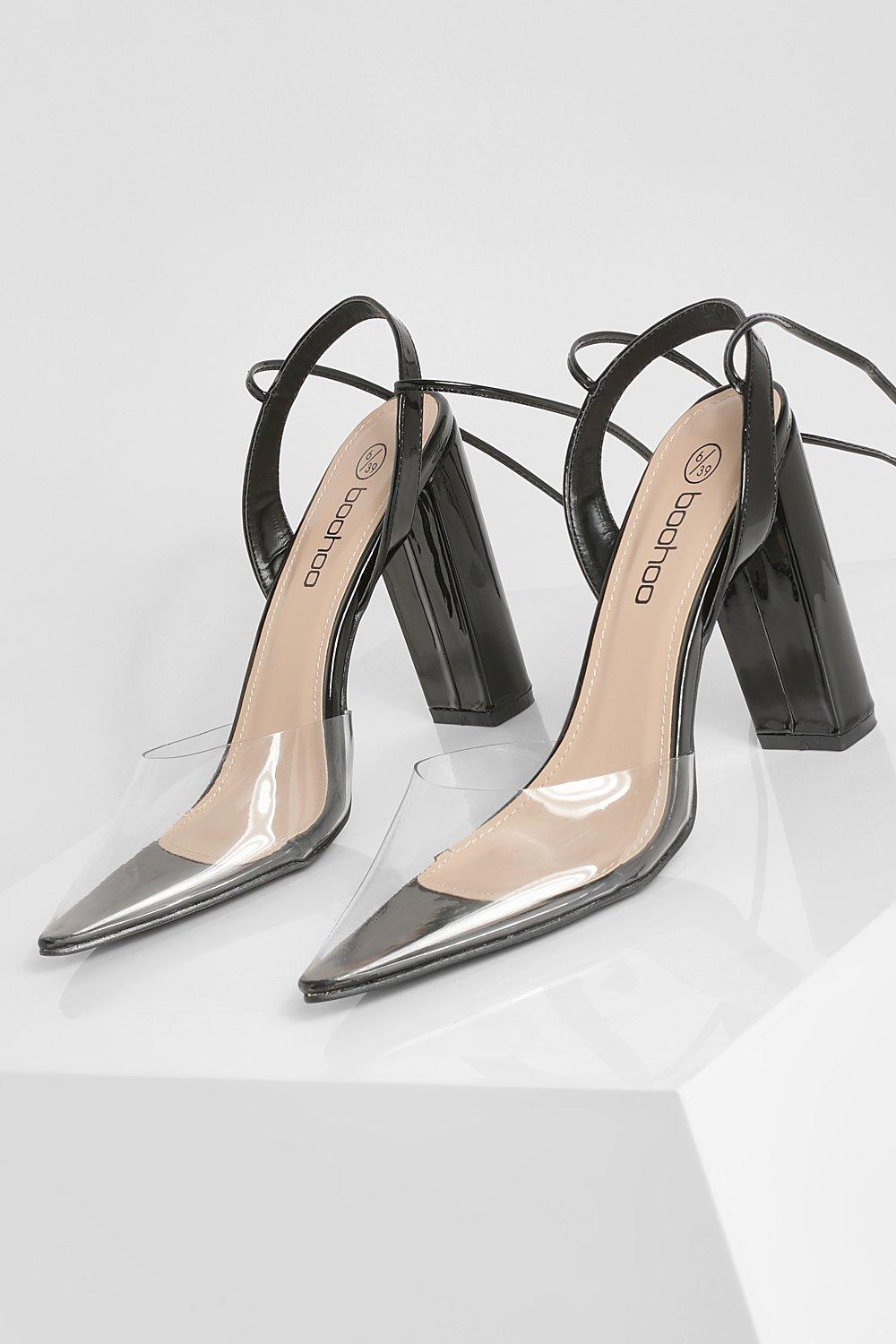 boohoo clear block heels