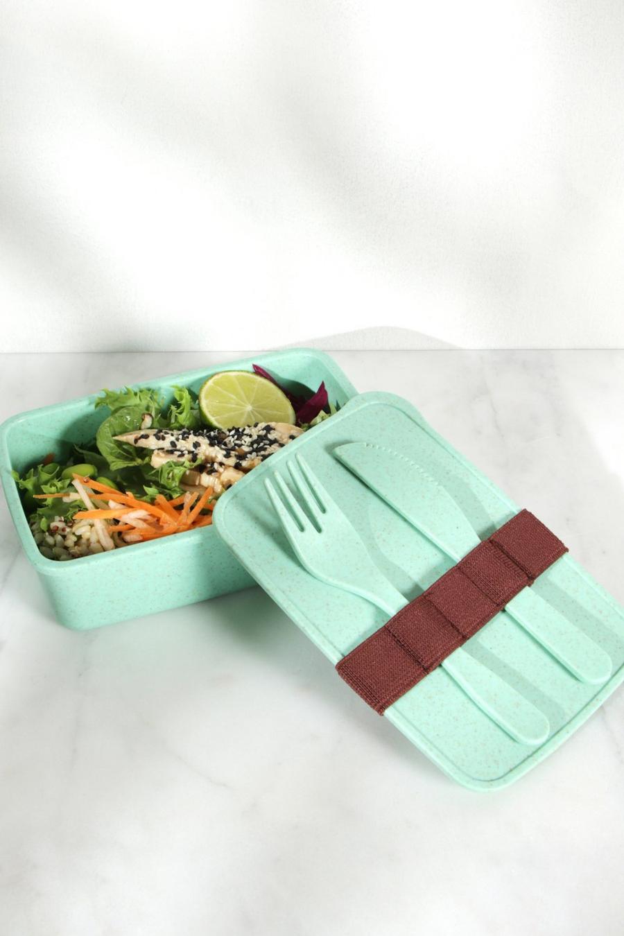 Sage Bamboo Lunch Box With Cutlery image number 1