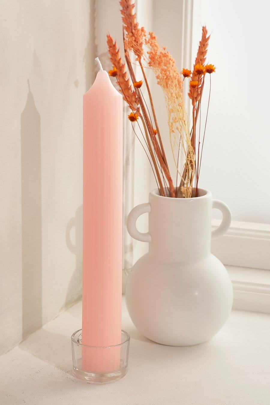 Baby pink Ribbed Decorative Candle image number 1