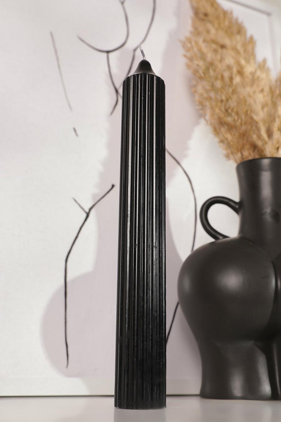 Black Ribbed Decorative Candle image number 1