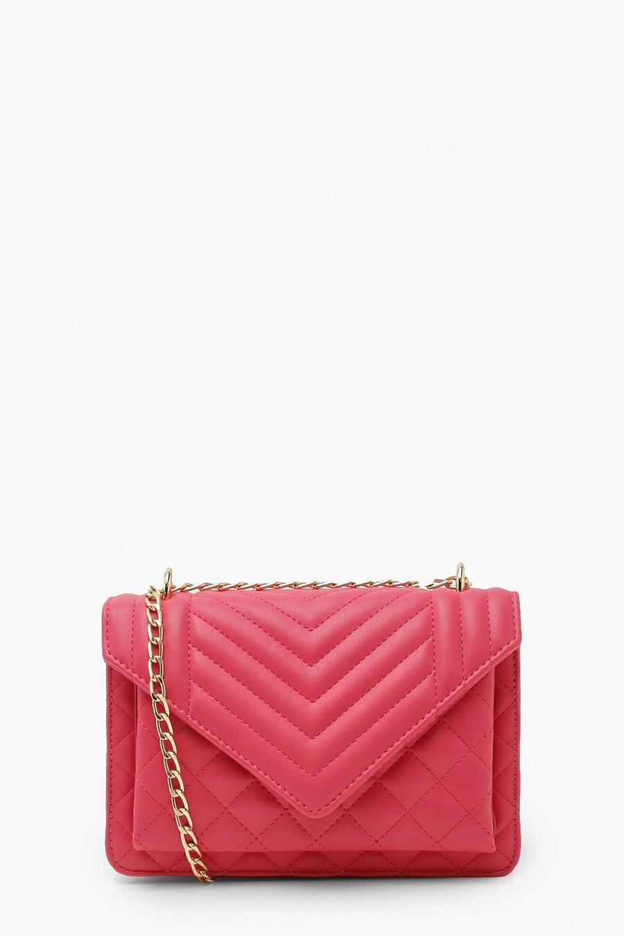 Hot pink Pink Quilted Chain Shoulder Bag