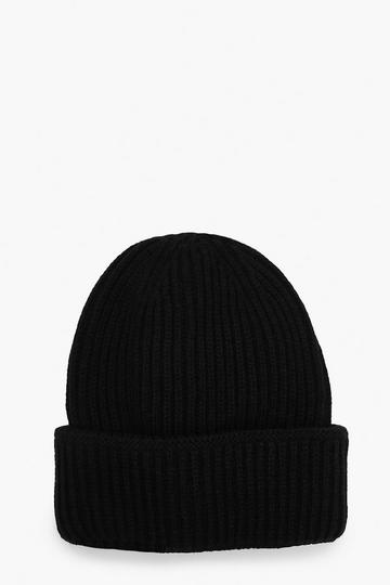 Black Ribbed Beanie