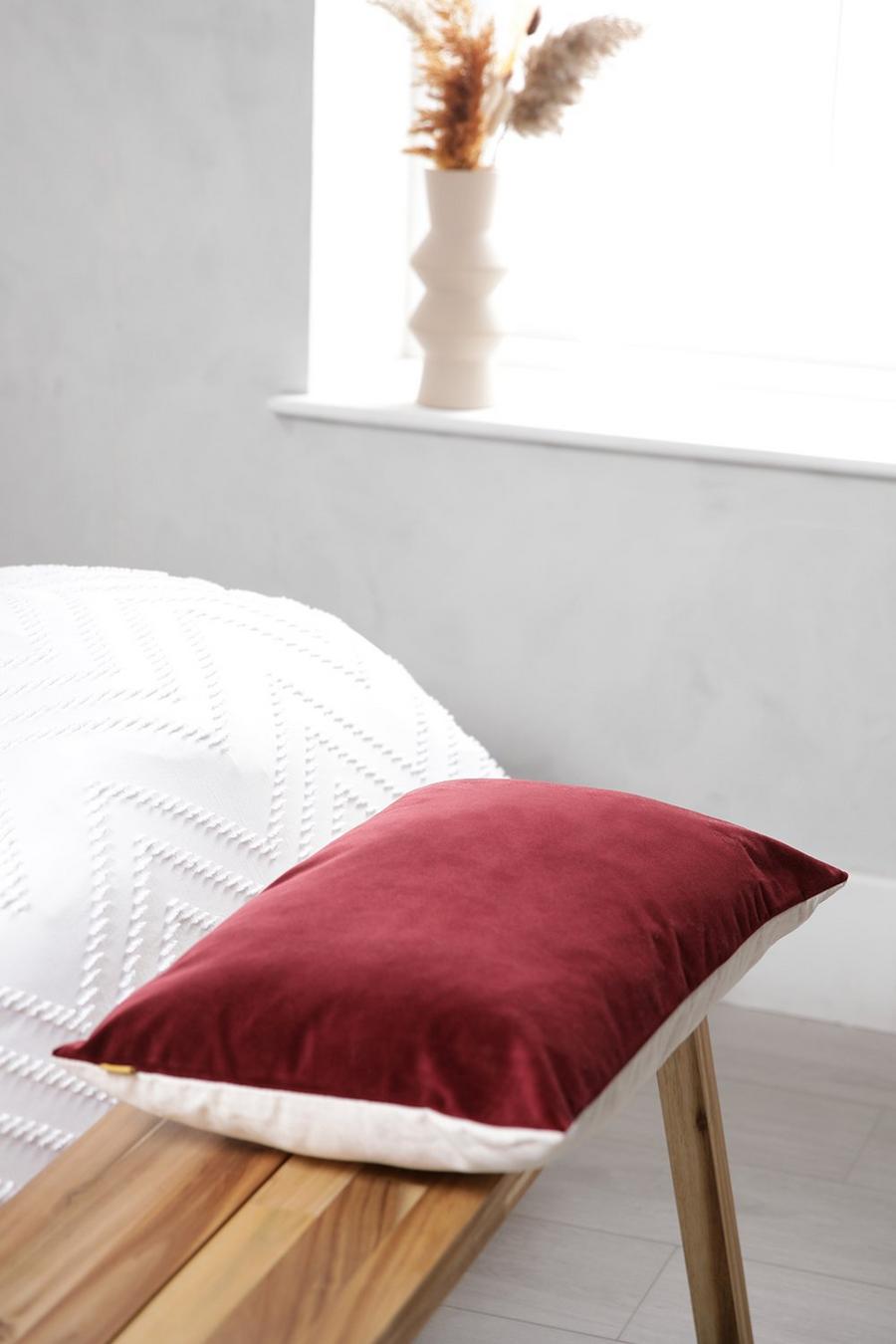 Oxblood red Velvet Linen Back Scatter Cushion