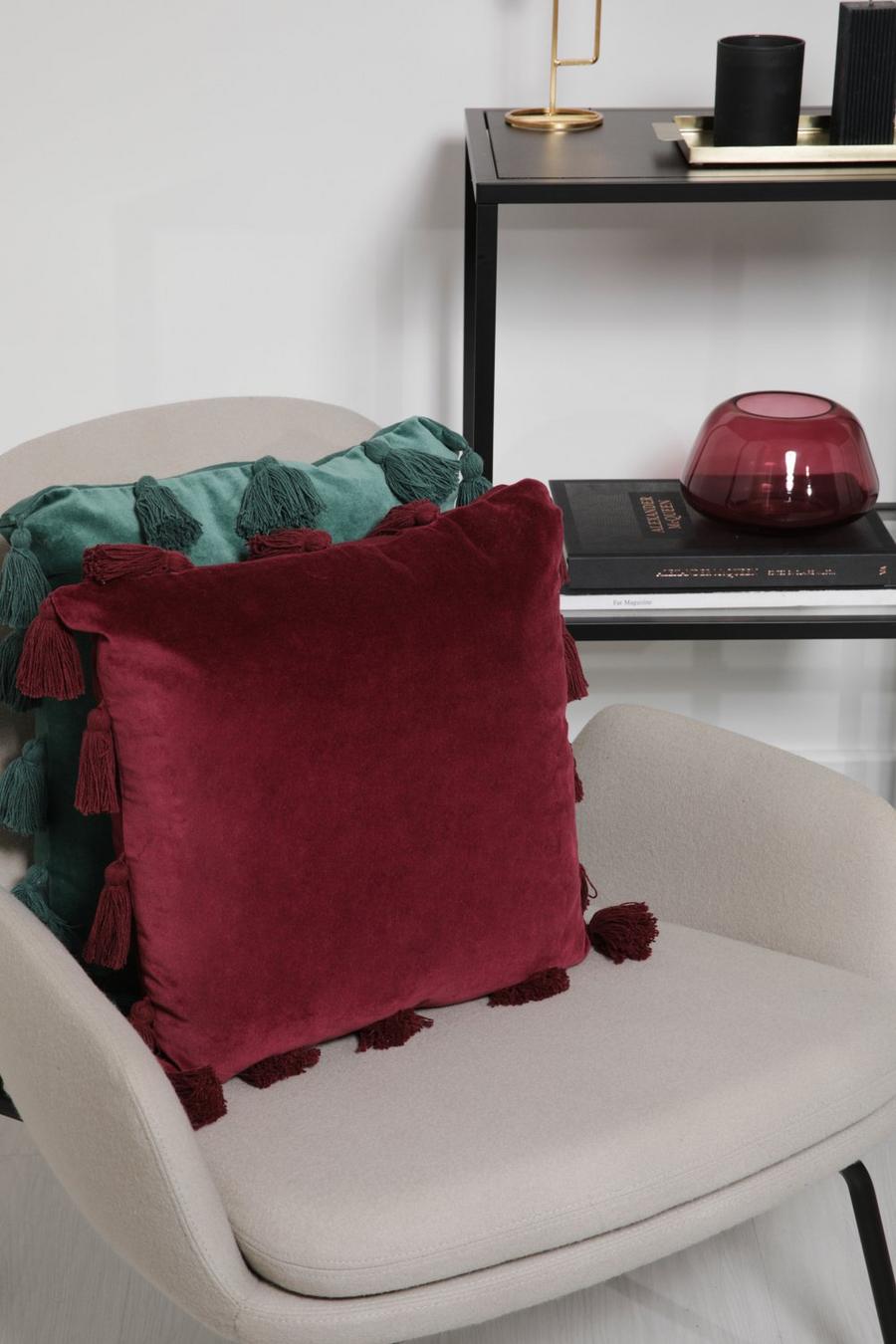 Berry Tassel Velvet Cushion image number 1