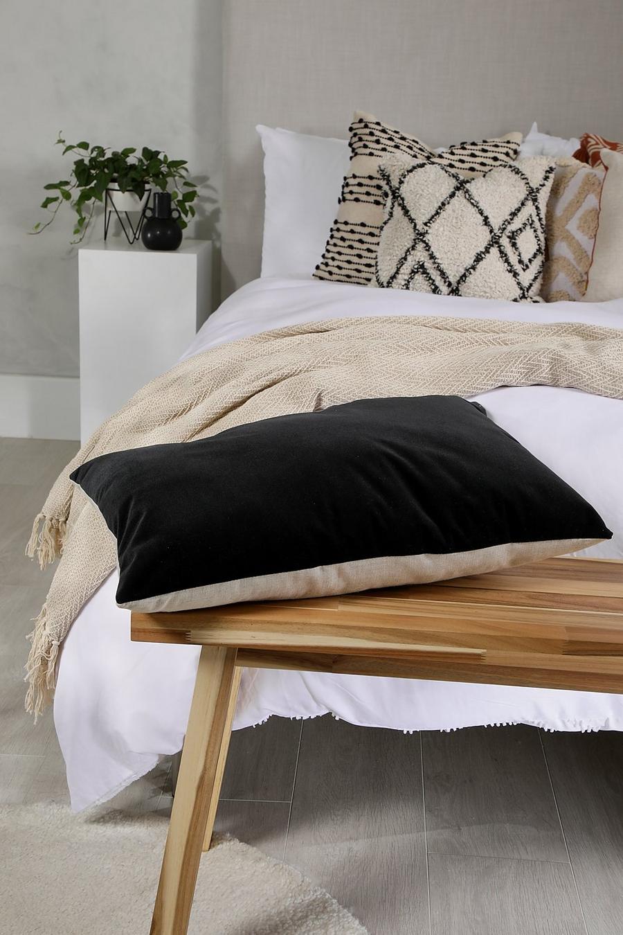 Black Velvet Linen Back Scatter Cushion image number 1