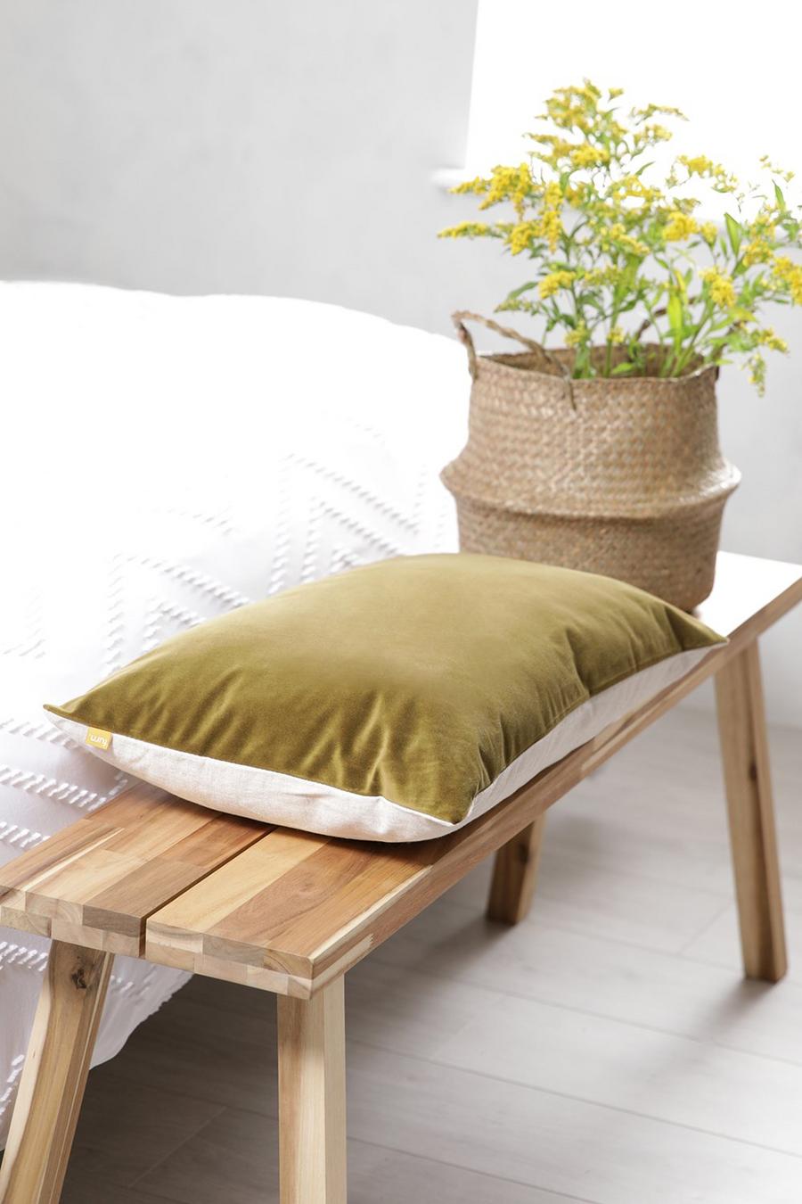 Olive green Velvet Linen Back Scatter Cushion