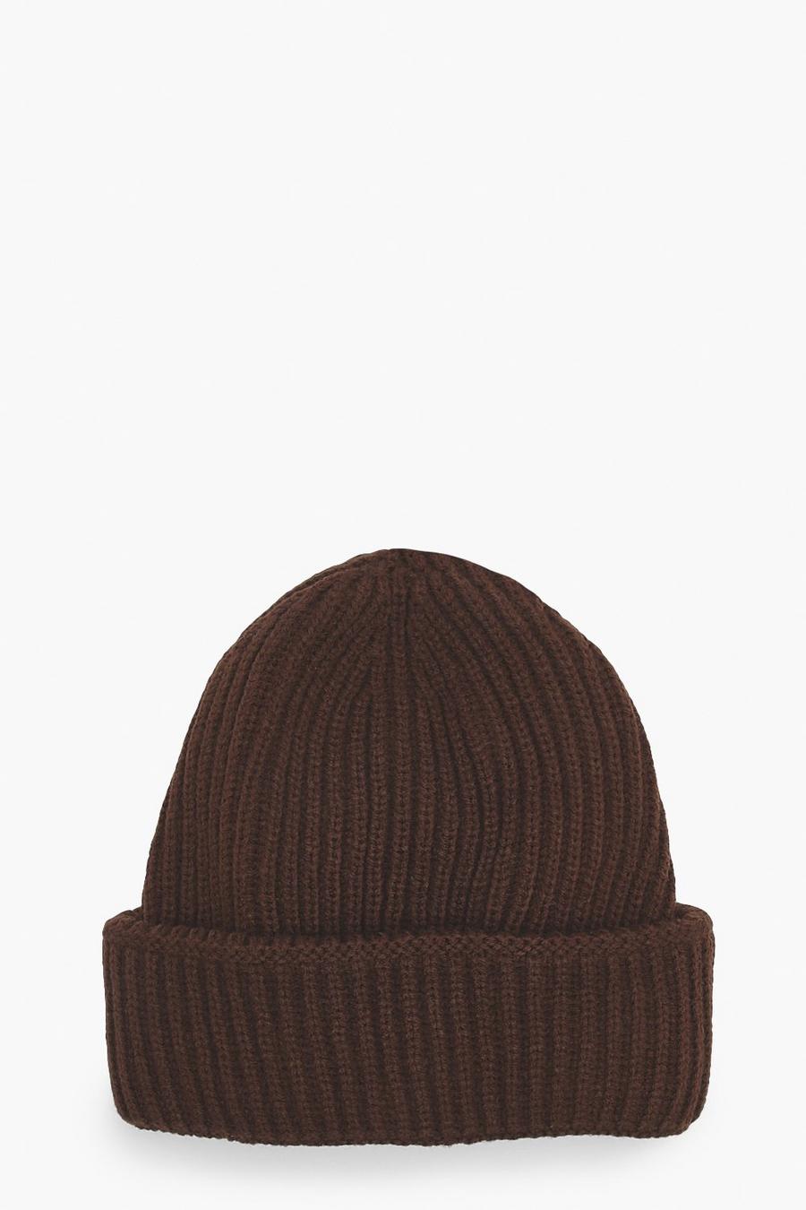 Chocolate Ribbed Beanie image number 1