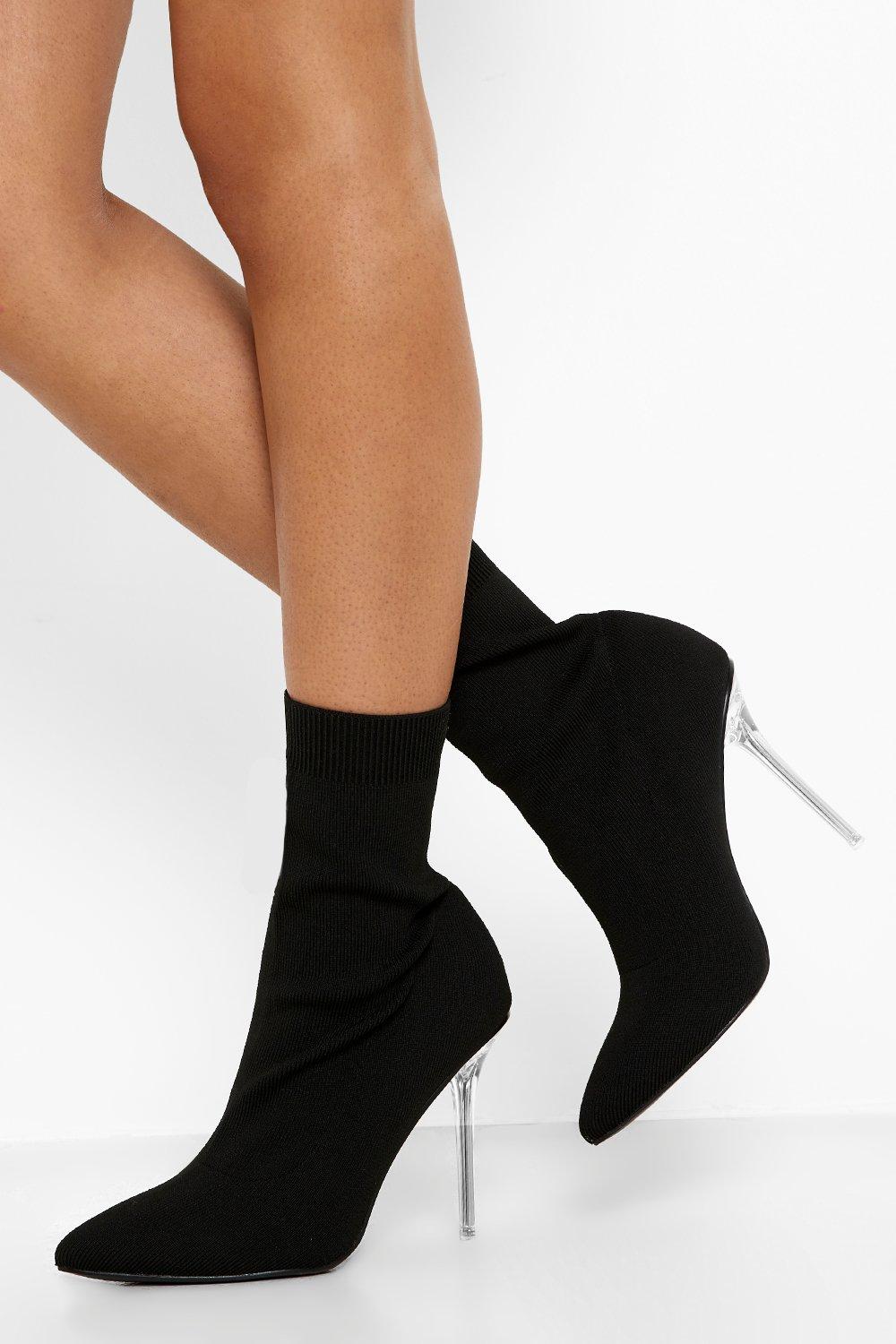 Clear heel sock outlet boots