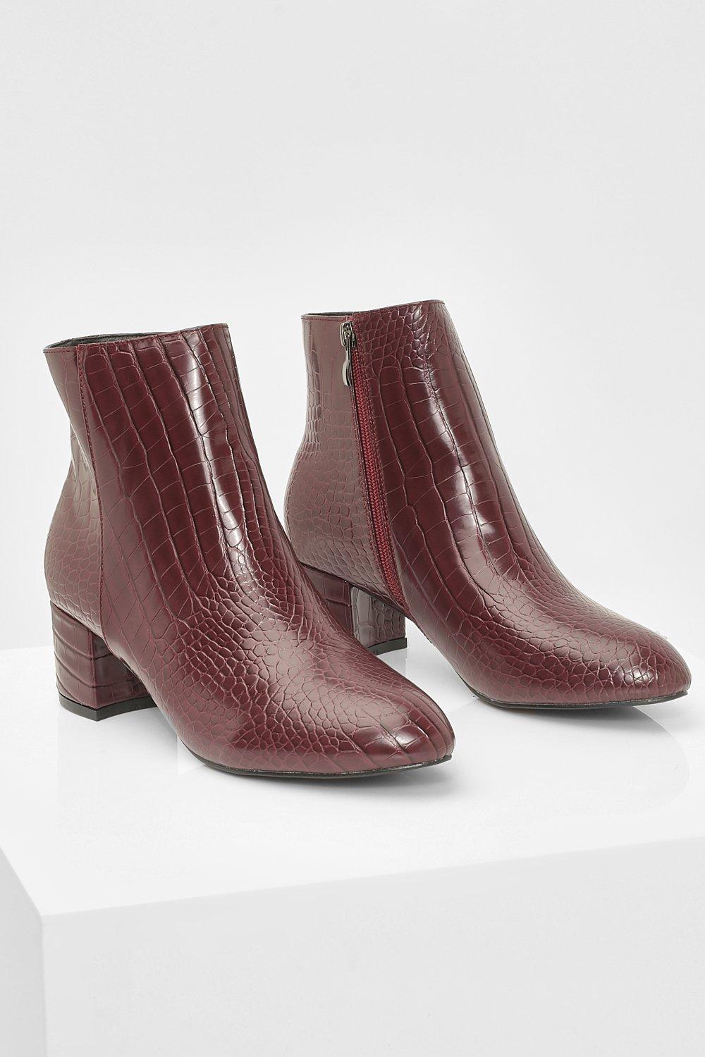 Burgundy croc boots hot sale