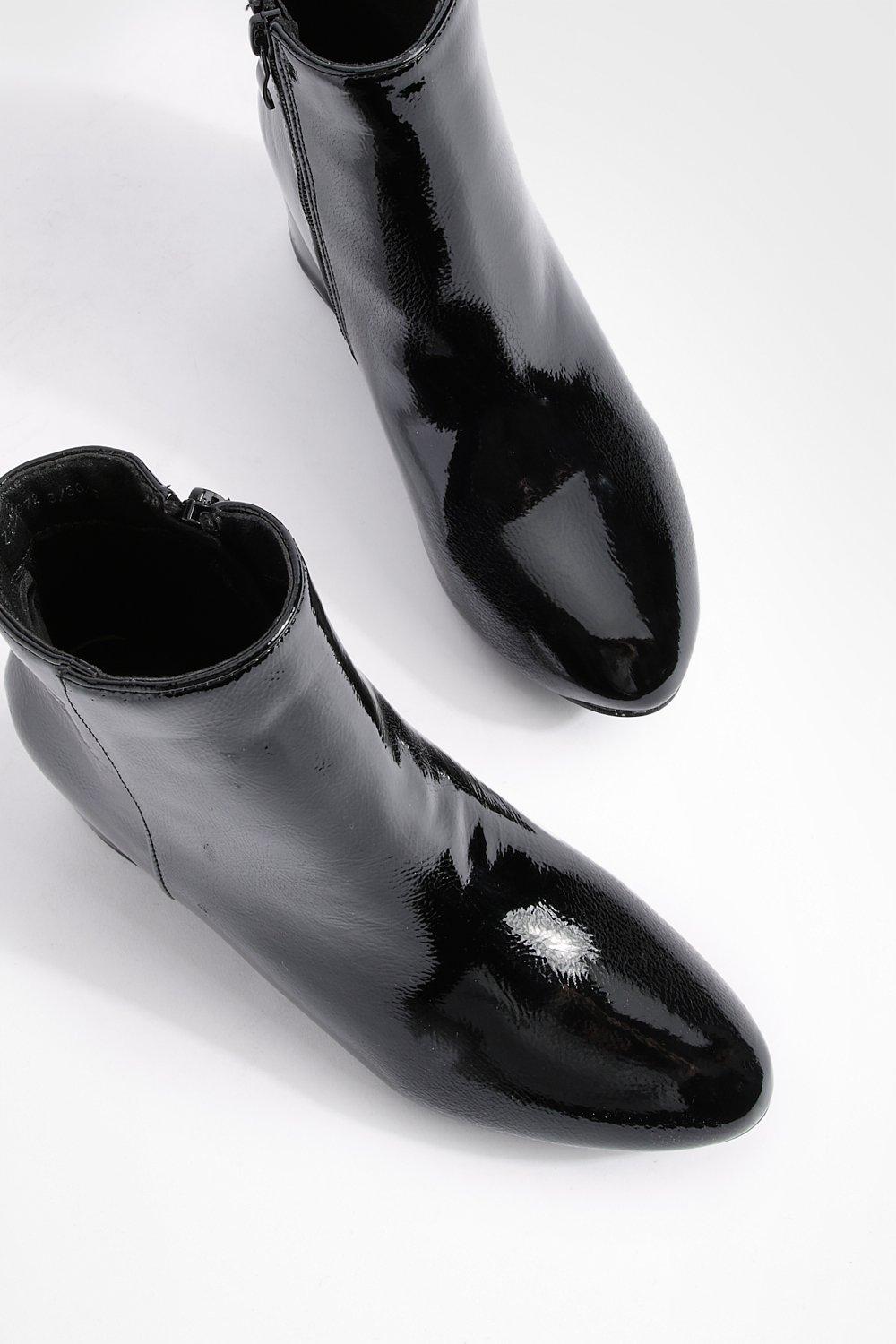 Patent leather block heel boots hotsell