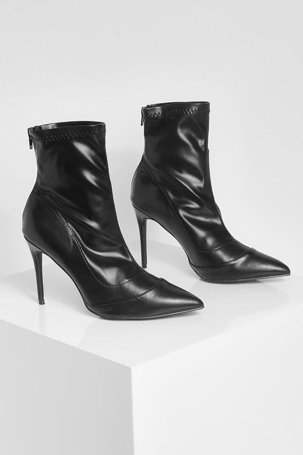  Botines de cuero para mujer con tacón de aguja con borlas,  punta puntiaguda, remaches, botines, con cremallera, botas cortas, Negro -  : Ropa, Zapatos y Joyería