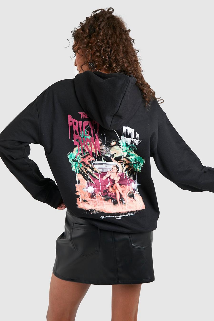 Black Tall Halloween Fright Show Hoodie image number 1