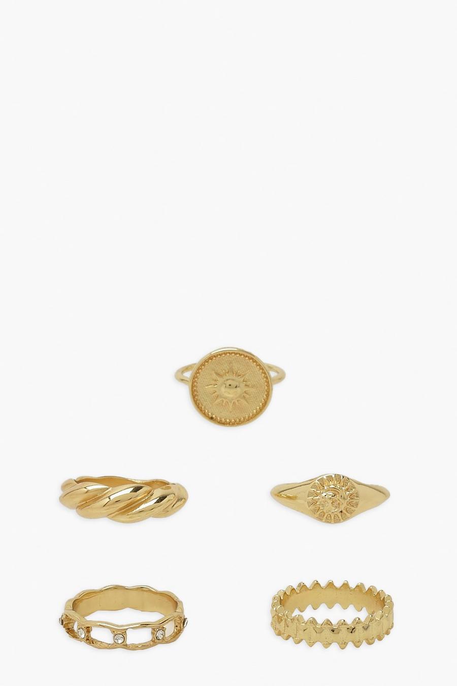 Gold metallic Sun Signet Ring Pack