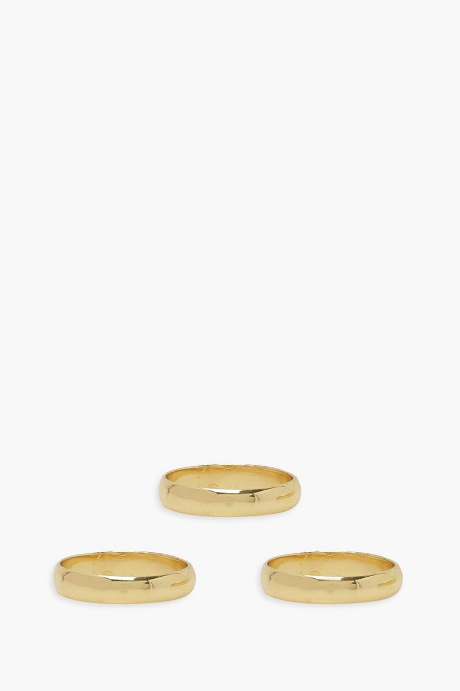 Pack de anillos lisos dorados a capas, Gold image number 1