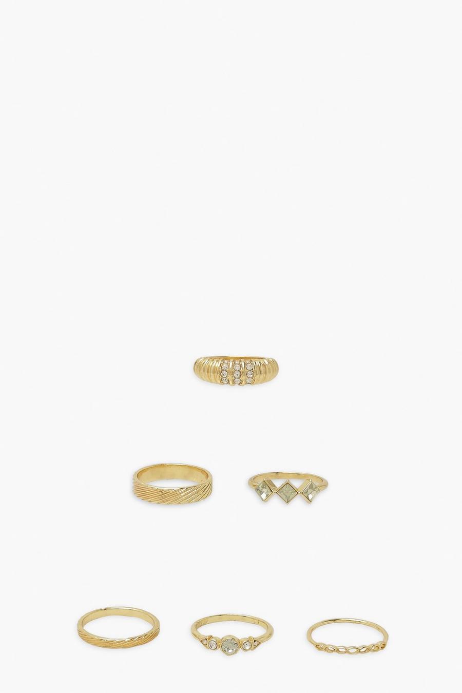 Gold Rhinestone Ring Pack image number 1