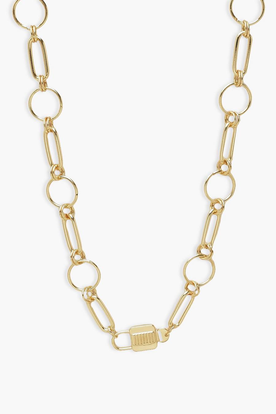 Gold Padlock And Key Choker Chain Necklace image number 1