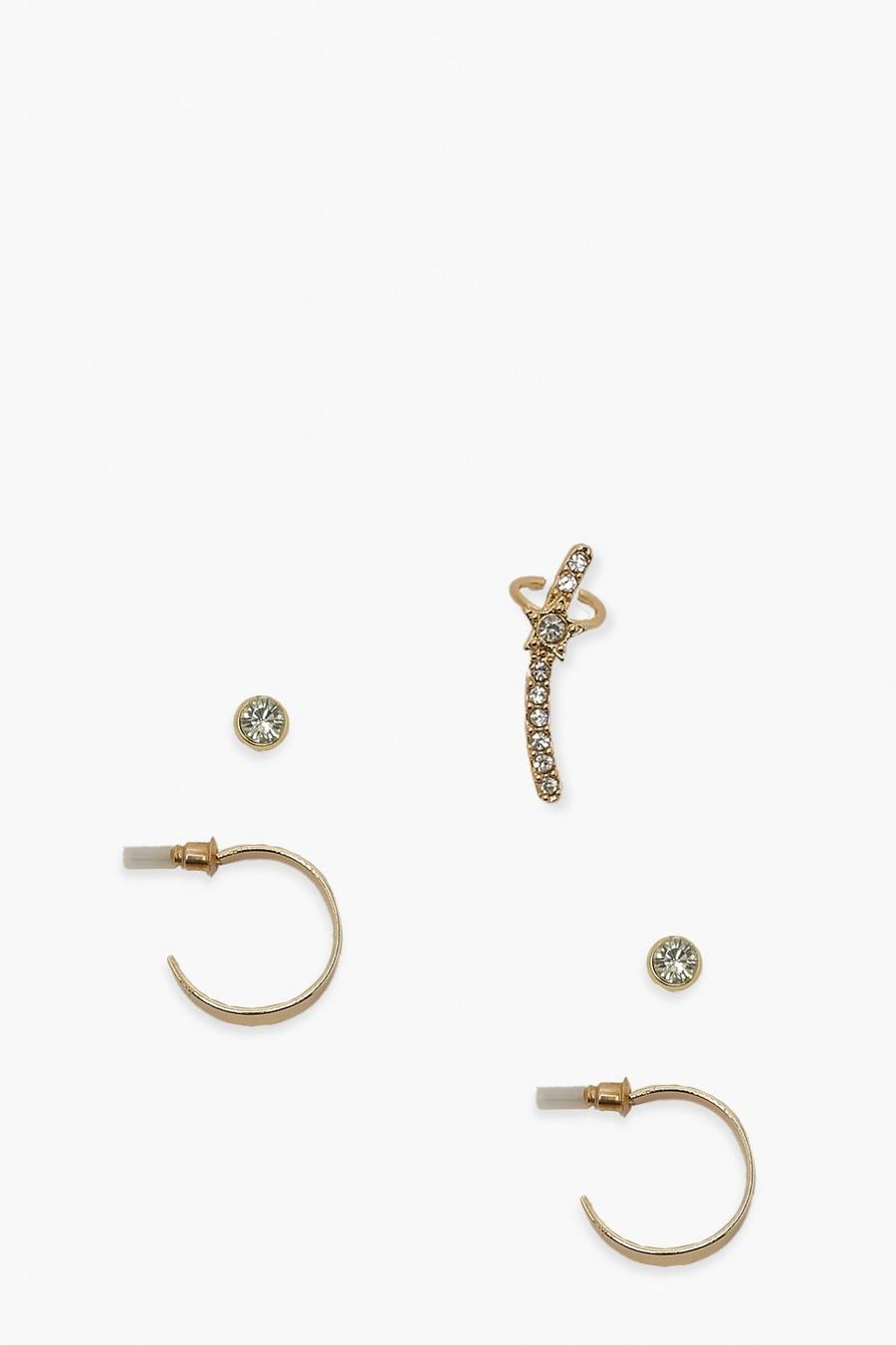 Gold Diamante Stud Earring Pack image number 1