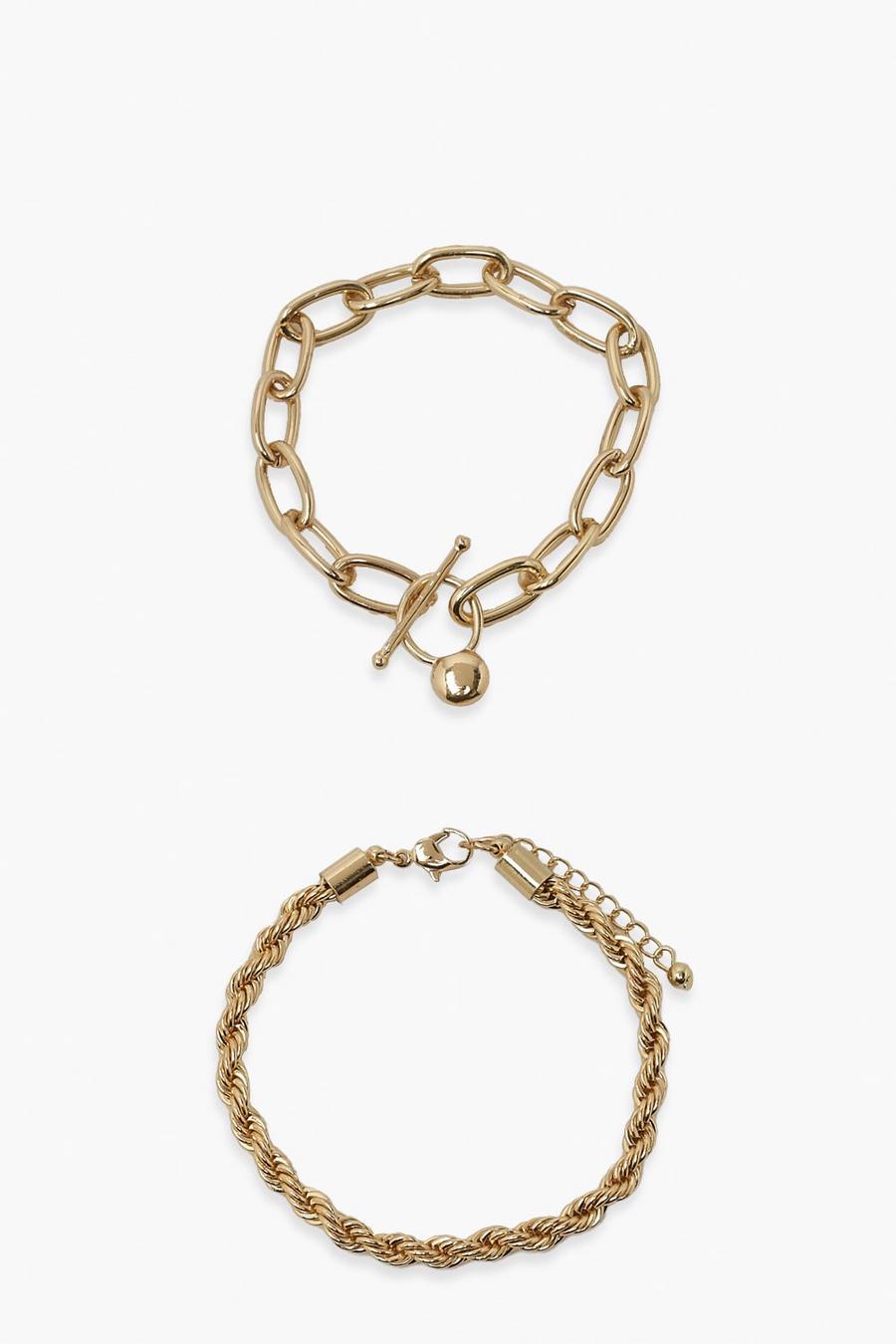 Gold Double Chain Bracelet Pack image number 1