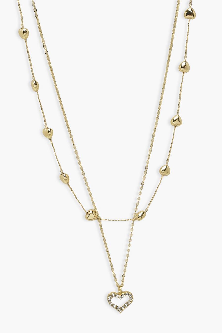 Gold Mini Rhinestone Heart Choker Necklace image number 1