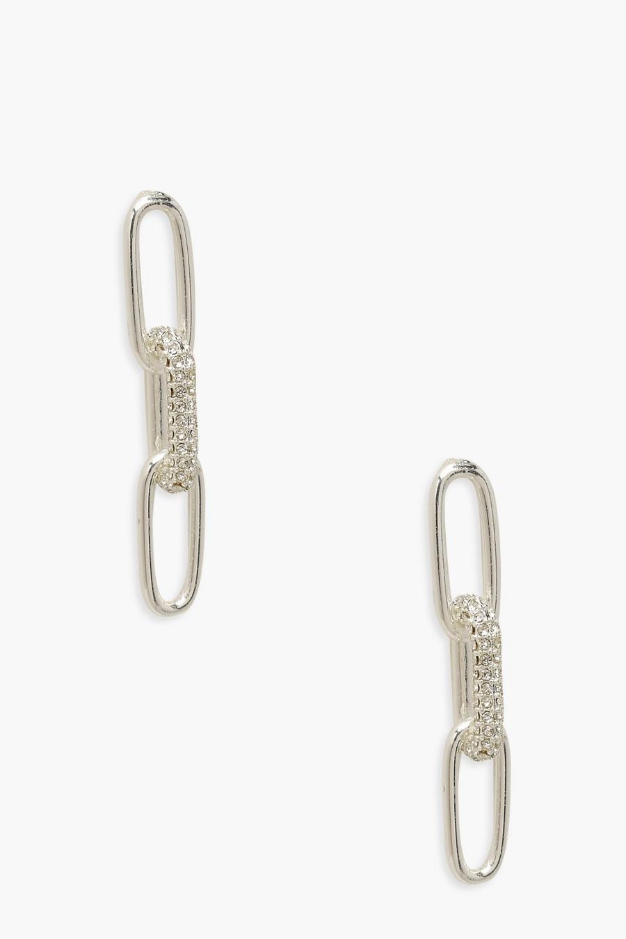 Silver Chain Link Diamant Earrings image number 1