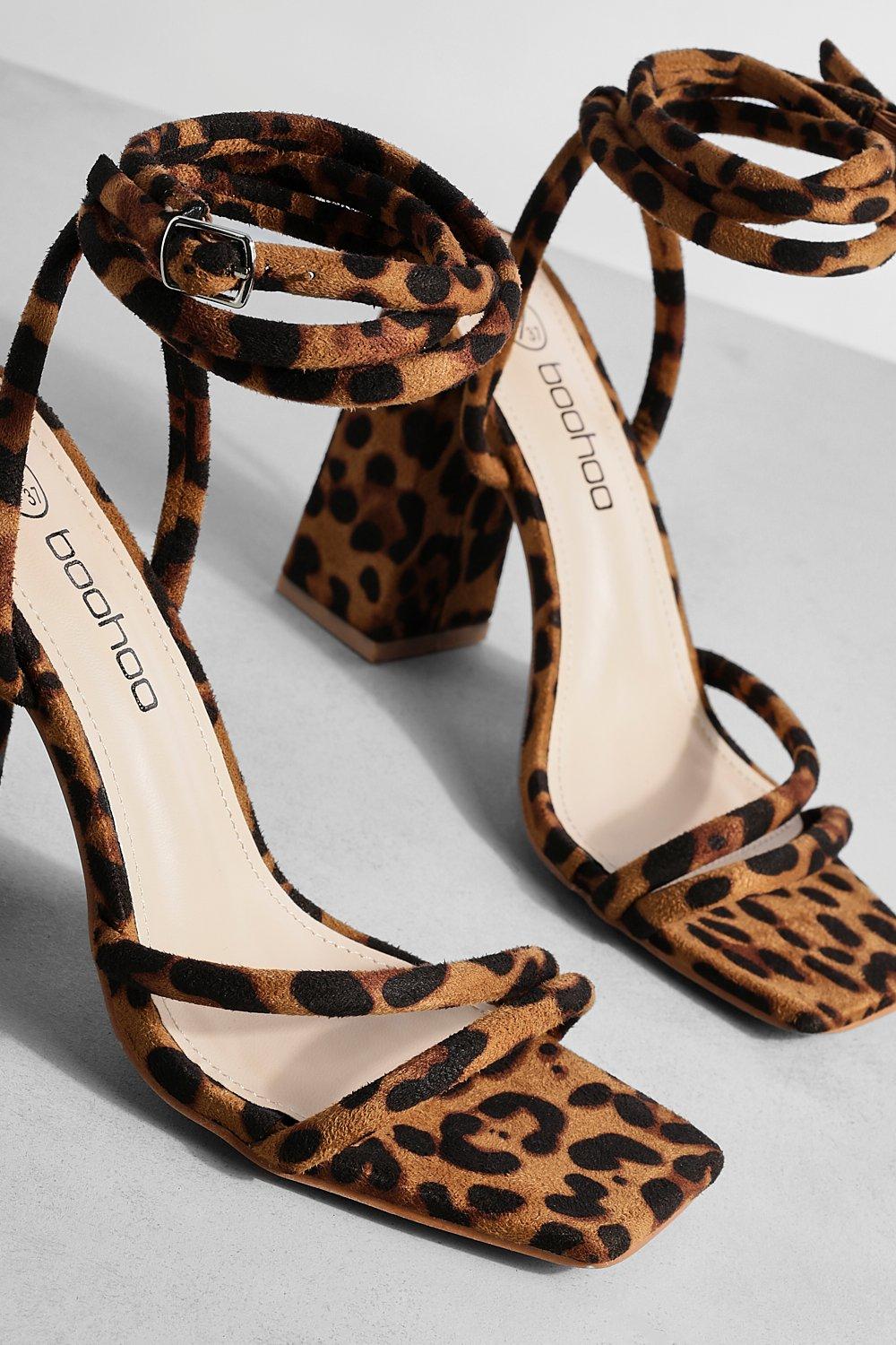 Leopard ankle strap heels sale