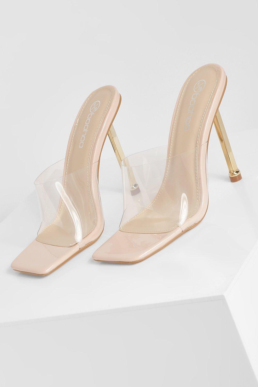 Clear and gold online heels