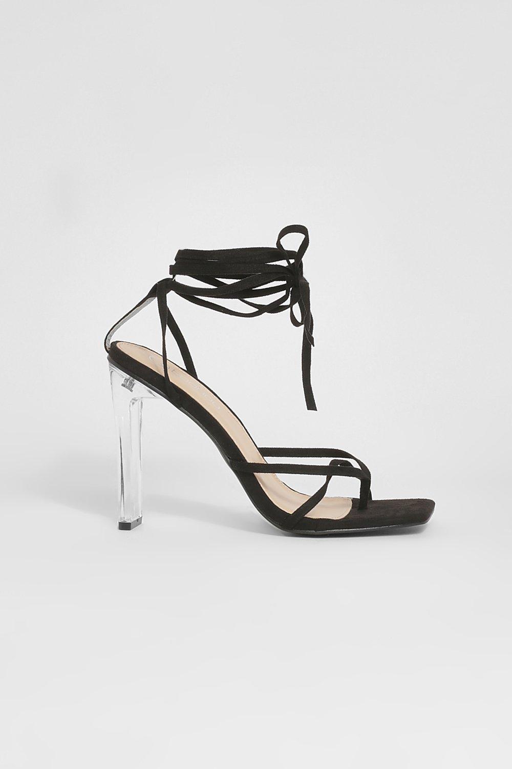 Boohoo clear strap heels best sale